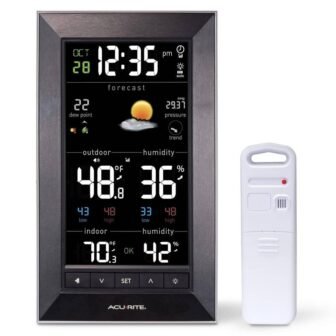 Digital Vertical Weather Forecaster with Senser Indoor/Outdoor Temperature, Humidity, Date and Time...
