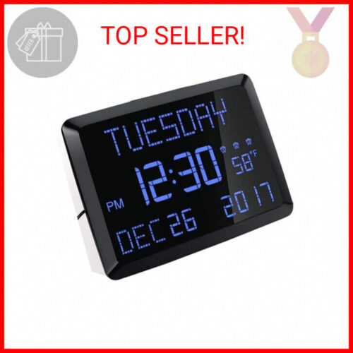 Digital Wall Clock, 11.5" Extra Large Display Calendar Alarm Day Clock with Date