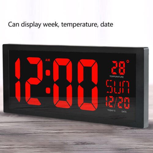 Digital Wall Clock 14" Large Big Jumbo LED Number Display w/Calendar Temperature