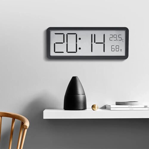 Digital Wall Clock Electronic Wall Mounted LCD Disply Clocks Multifunctional Tem
