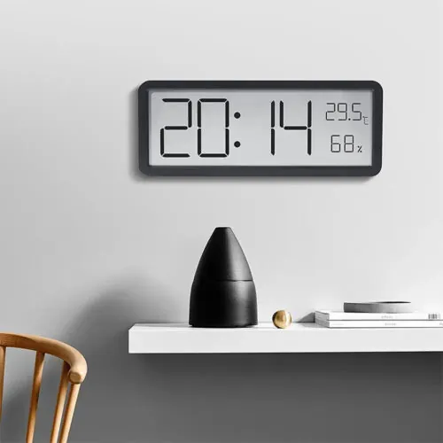 Digital Wall Clock Electronic Wall Mounted LCD Disply Clocks Multifunctional Tem