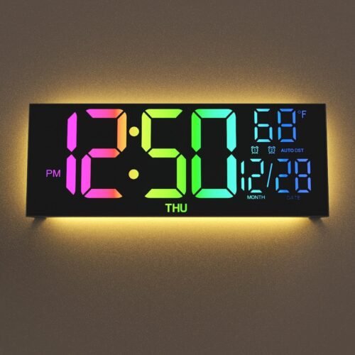 Digital Wall Clock Large Display, 13" Large Digital Wall Clock with RGB Color...