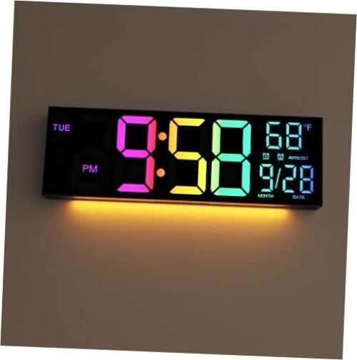 Digital Wall Clock Large Display, 16.2" Digital Wall Clock with RGB Color Black