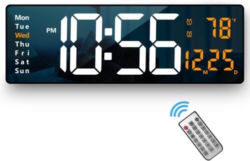 Digital Wall Clock Large Display, 16.2 Inch , LED Digital Clock with Remote Cont