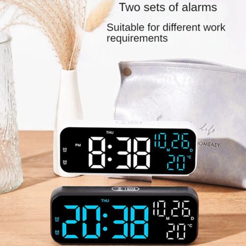 Digital Wall Clock Large Display LED Clock with Date Week Temperature Humidity