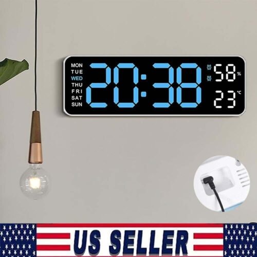 Digital Wall Clock LED Digital Clock with Temperature Humidity Memory Function