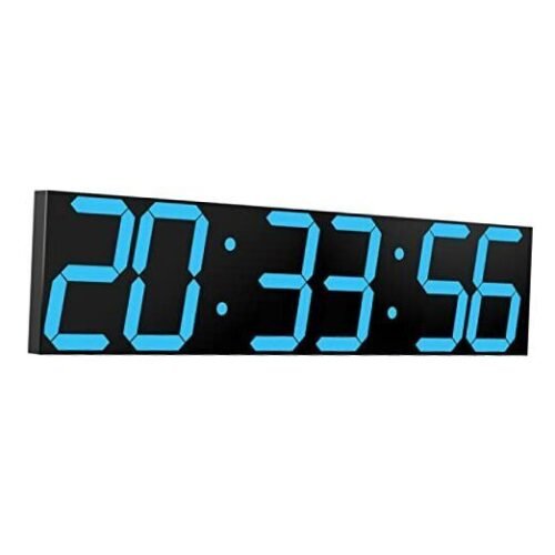 Digital Wall Clock, Oversize Led Digital Clock with Auto Dimmer, Huge Ice Blue