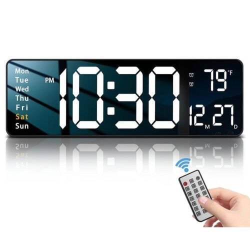 Digital Wall Clock, Remote Control Large Screen Wall Clock with Temperature Date