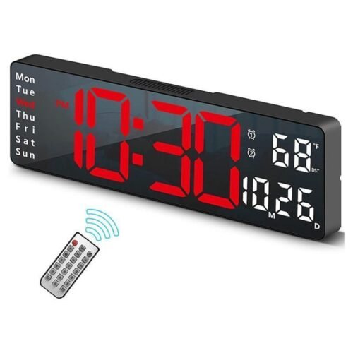 Digital Wall Clock, Remote Control Large Screen Wall Clock with Temperature Date