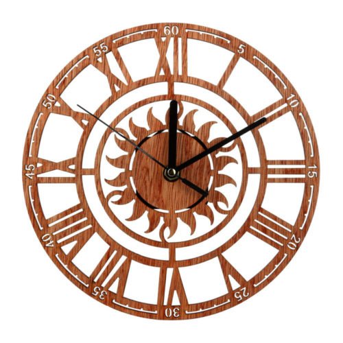 Digital Wall Clock Round Battery Operated Clocks Tree Shape Wooden