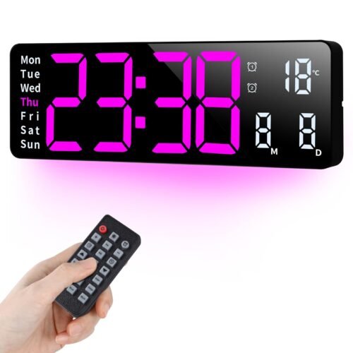 Digital Wall Clocks Wall Clock with Day and Date Modern Wall Clocks for Livin...