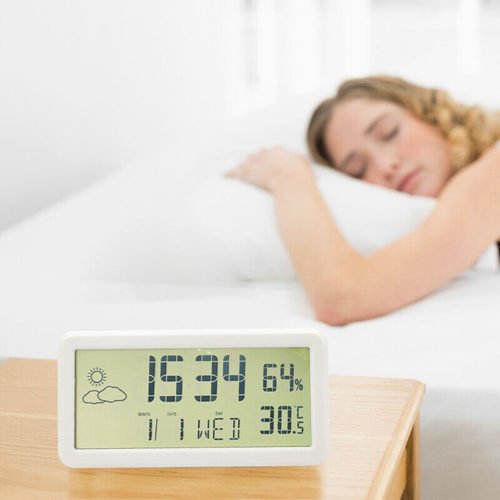 Digital Wall Clocks With Date Week Indoor Temperatuerr Alarm Clock for Bedroom