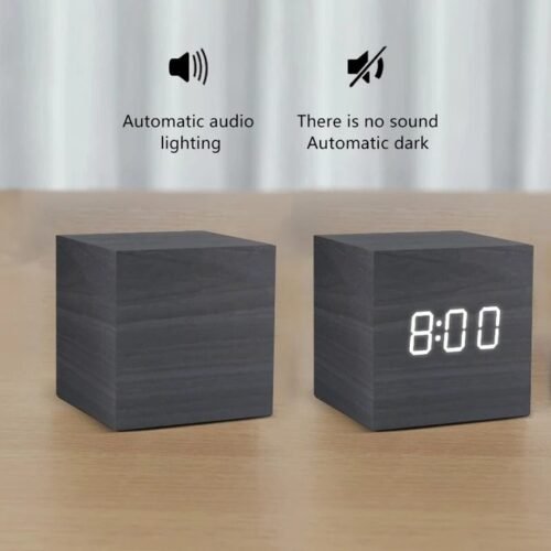 Digital Wooden Alarm Clock LED Display USB/AAA Powered Electronic Clock Desktop