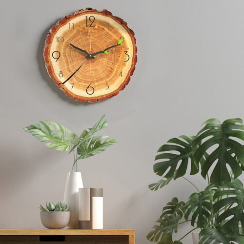Dining Room Clock Clock Wood Grain Clock Tree Stump Design Quartz Movement