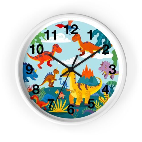 Dinosaur Wall Clock, Kids Room Decor, Playful Timepiece, Gift for Dino Lovers