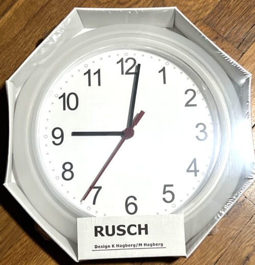 DISCONTINUE -IKEA RUSCH Wall Clock 9.75” White Opaque Round Circle 1.5V BATTERY