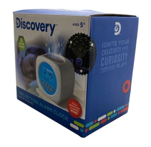 Discovery White Moon & Stars Projection Sound Machine Alarm Clock