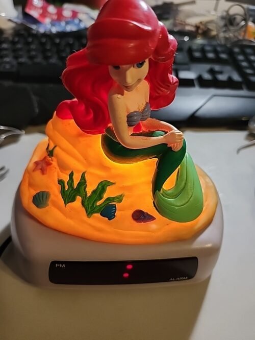 Disney Ariel Mermaid Kids Vintage Digital Alarm Clock Fantasma Night Light Works