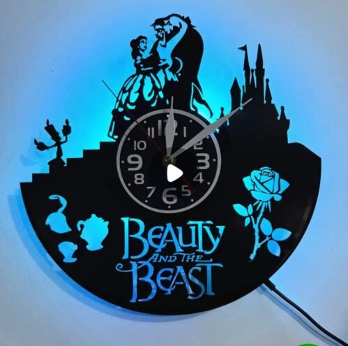 Disney Beauty and the Beast LED Vinyl Record Wall Clock Light Up Castle Decor