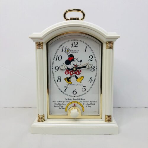 Disney Minnie Mouse Mantle Musical Alarm Clock Seiko Quartz Vintage 1990s Works