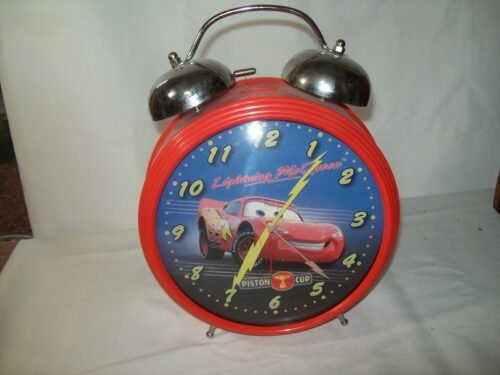 Disney Pixar Lightening McQueen Piston Cup Large 12" Tall Twin Bell Alarm Clock