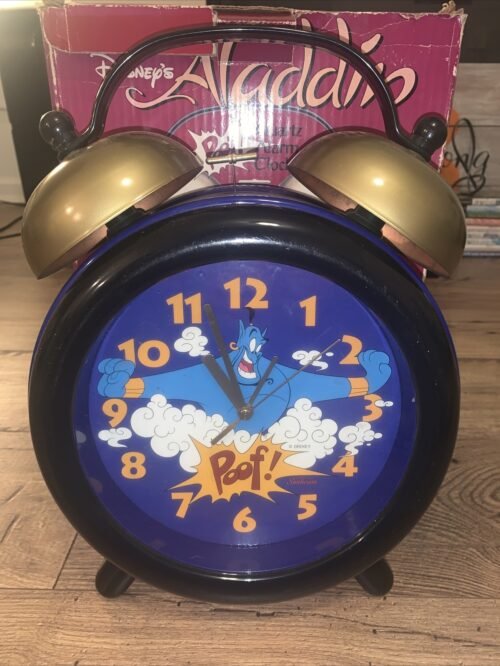 DISNEY'S ALADDIN GENIE 14" JUMBO TWIN BELL ALARM CLOCK IN ORIGINAL BOX