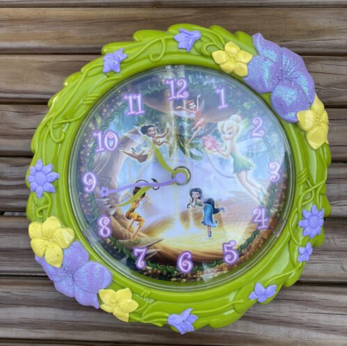 Disney Tinkerbell Wall Clock with 2 Other Fairies Purple Girls Kids Clock