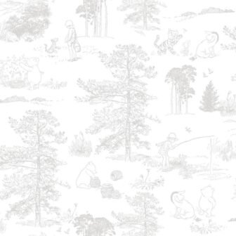 Disney Winnie The Pooh Grey Toile Peel and Stick Wallpaper