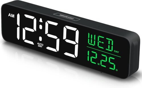 Display Digital Alarm Clock for Bedrooms,Date Day of Week Temp Desk Table Clocks