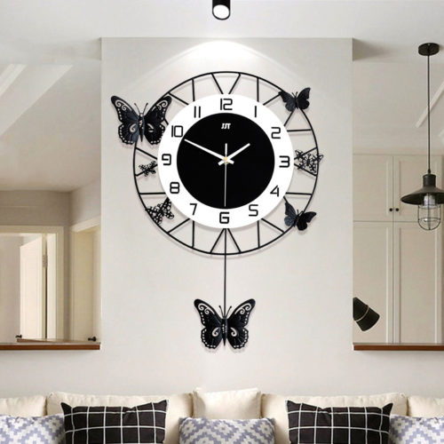 DIY Butterfly Wall Clock Home Art Decoration Modern Black White Dial Wall Clock