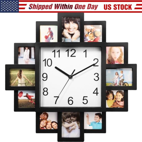 DIY Frame Clock Wall Clock Art Pictures Clock Home Decor 12 Photos Display