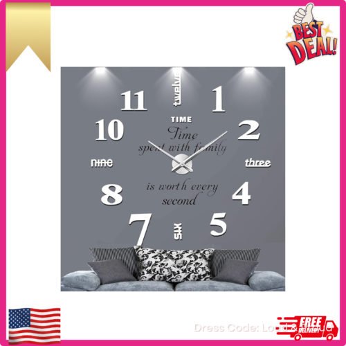 DIY Wall Clock,3D Frameless Wall Clock,Large Modern Design Decor Sticker DIY Wa