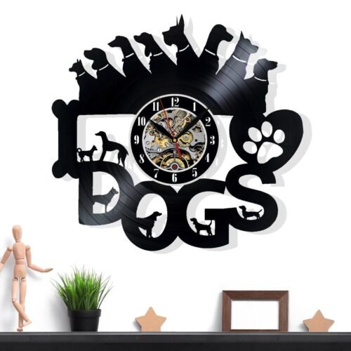 Dogs Vinyl Wall Clock - Retro Decor - Unique Home Accent - Perfect Gift