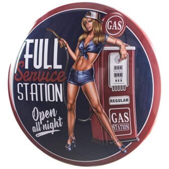 Dome Shaped Metal Wall Art Sign-Bar, Mancave, Garage, Game Room (Gas Station...
