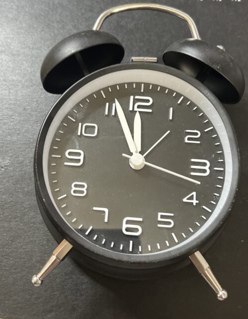 Double Bell Peg Leg Alarm Clock Black Battery Operated