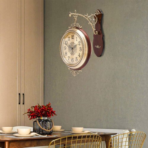 Double Sided 12" Wall Clock Antique Style Railway Station Wall Decor Gift Home