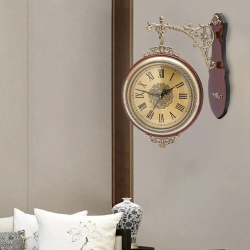 Double Sided 12" Wall Clock Antique Style Railway Station Wall Decor Gift Home