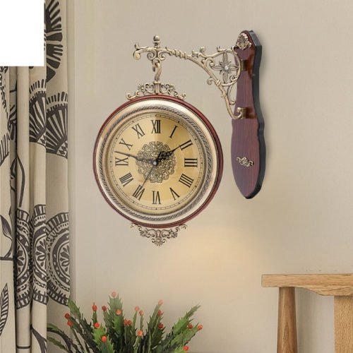 Double Sided 12" Wall Clock Antique Style Railway Station Wall Decor Gift Home