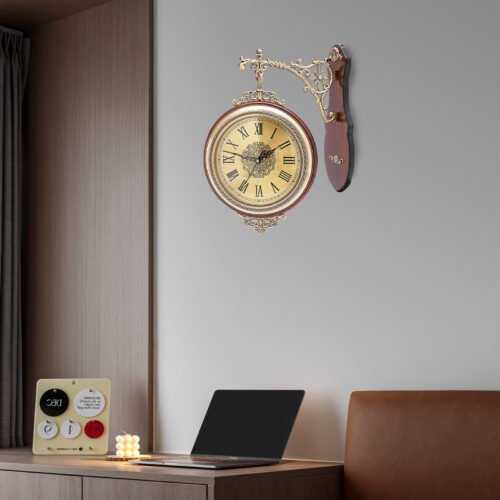 Double Sided 12" Wall Clock Antique Style Railway Station Wall Decor Gift Home