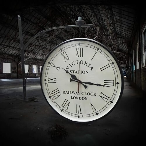 Double Sided Black 12"Inch Wall Clock Antique Style station Christmas Decor Gift