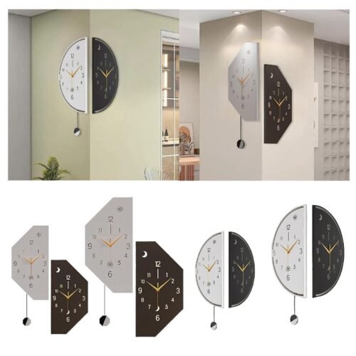 Double Sided Corner Wall Clock Decorative Clock Stylish Simple with Pendulum