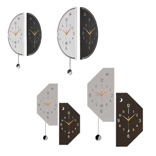 Double Sided Corner Wall Clock Decorative Clock with Pendulum Decor for Office