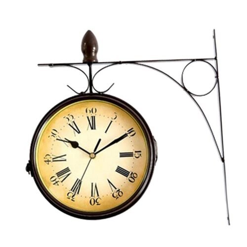 Double Sided Hanging Clock Retro