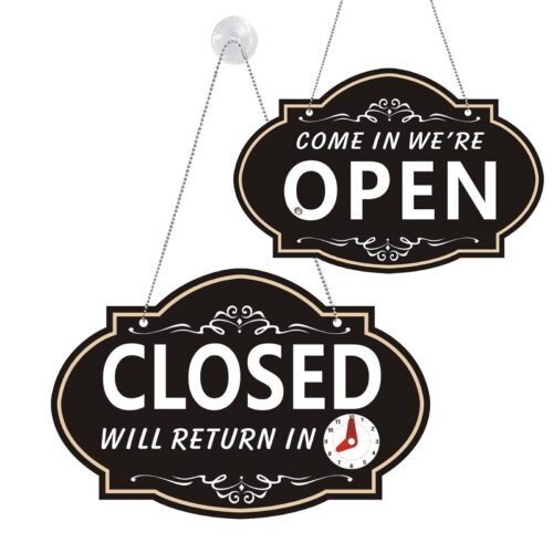 Double Sided Open and Close Signs with Hanging Chain for Business Office Retail