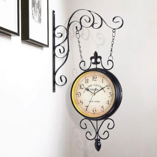 Double Sided Station Clock Garden Clock European Round Wall