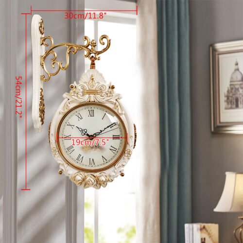 Double Sided Wall Clock Accurate Metal Clock Pointer Home Wall Hanging Clock