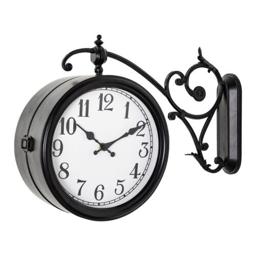 Double Sided Wall Clock, European Metal Vintage Wall Clock, Large Antique Cor...