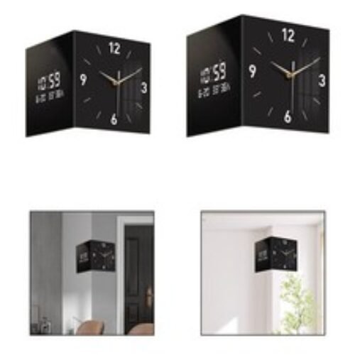 Double Sided Wall Clock Versatile Corner Clock for Farmhouse Bedroom Office