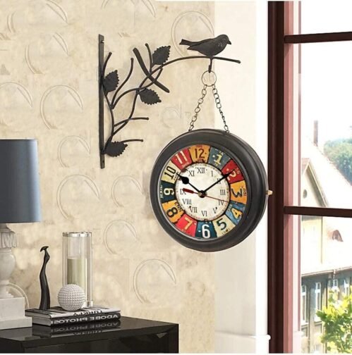 Double Side Hanging Metal Railway Station Vintage Platform 8" Wall Clock