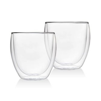 Double Wall 8.5 oz. Crystal Coffee Mugs Pair